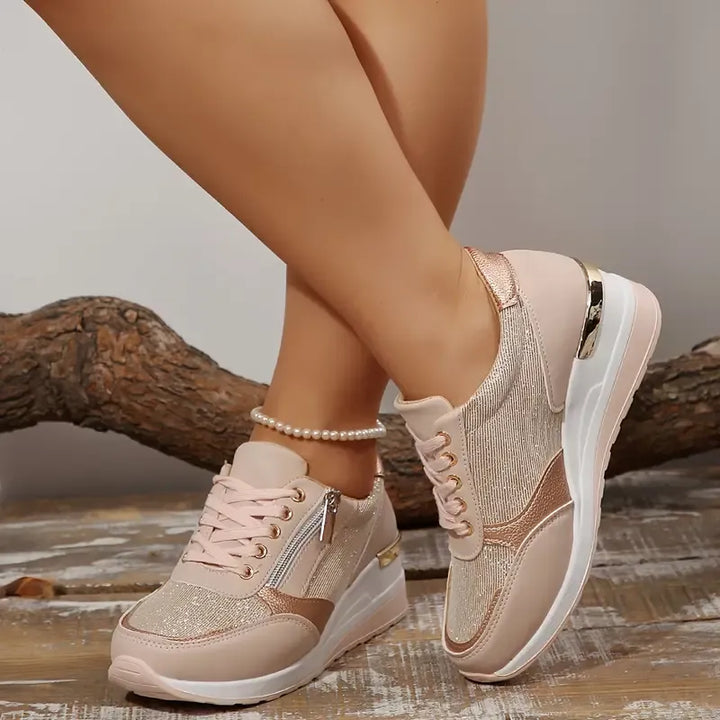 Nya ortopediska sneakers för kvinnor med snörning och dragkedja på sidan