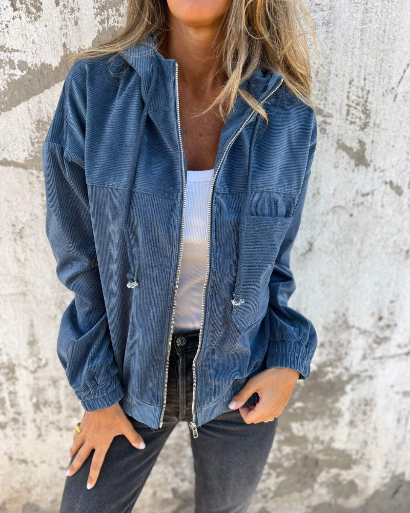 Ella™ | Cord-overall med dragkedja och huva