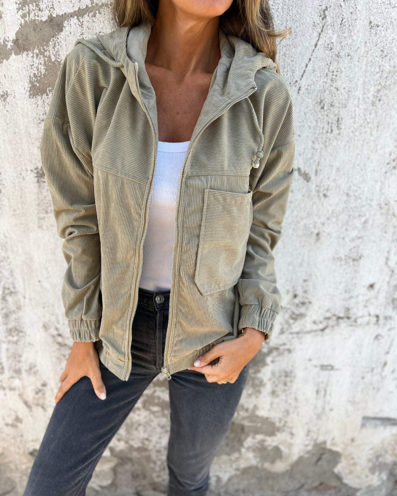 Ella™ | Cord-overall med dragkedja och huva