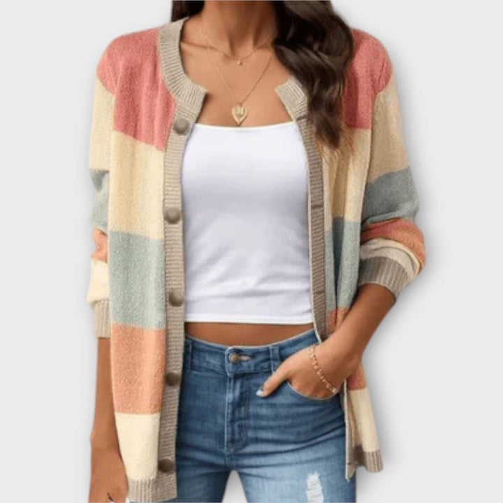 Lottenia - randig stickad cardigan