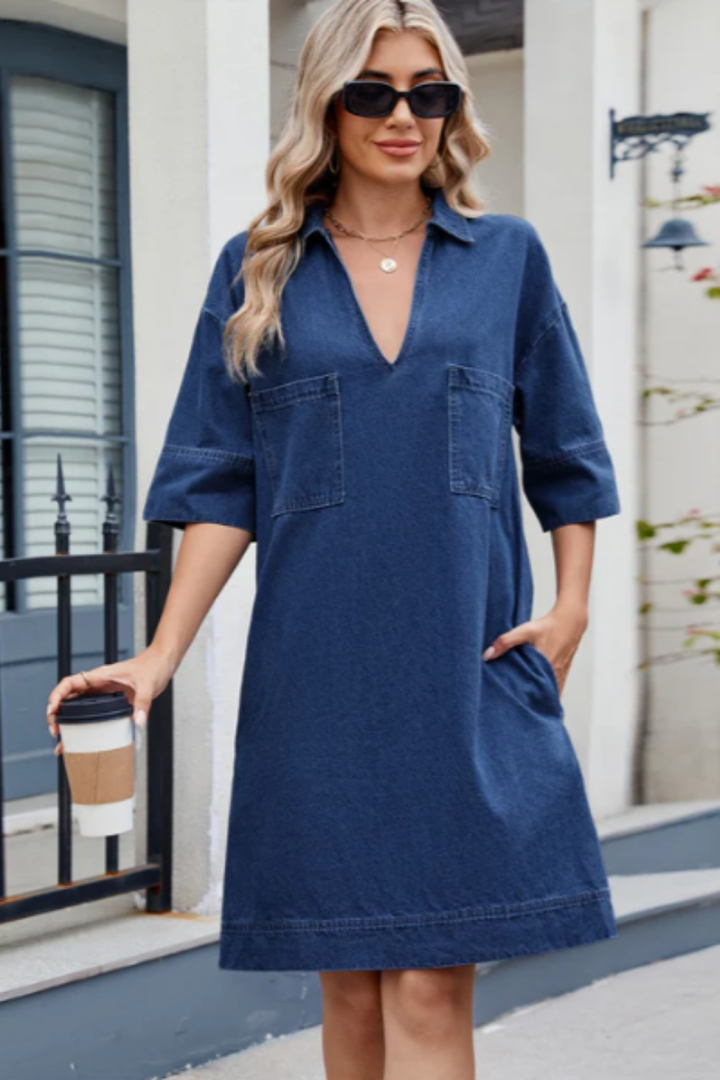Marja - Avslappnad Denimklänning