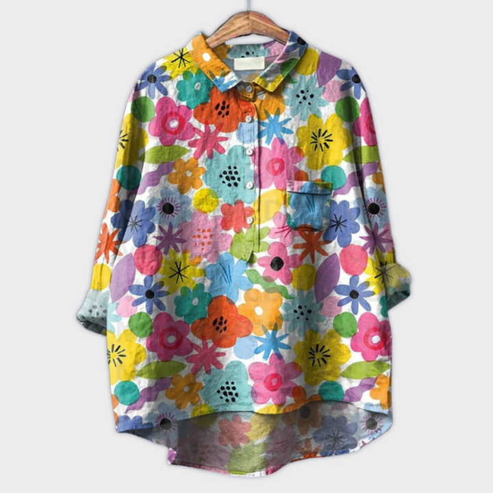 Magdalena - Handgjord damtröja med blommönster