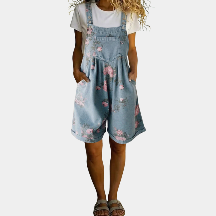 Kaisa - Blommönstrad Dongerijumpsuit
