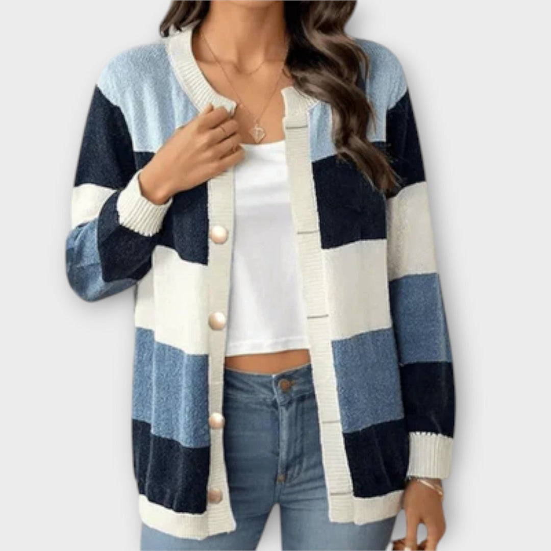 Lottenia - randig stickad cardigan