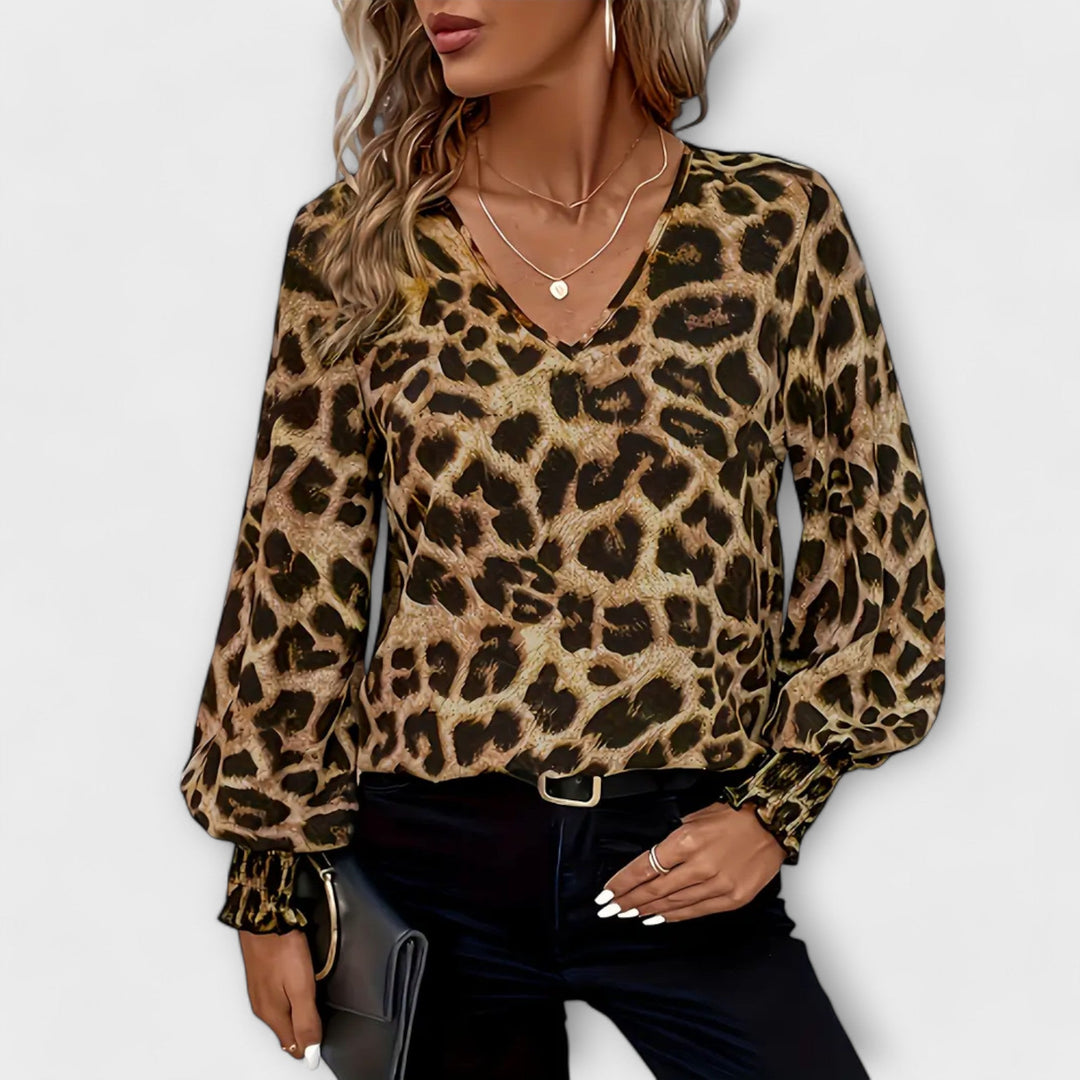 Elegant leopardmönstrad blus