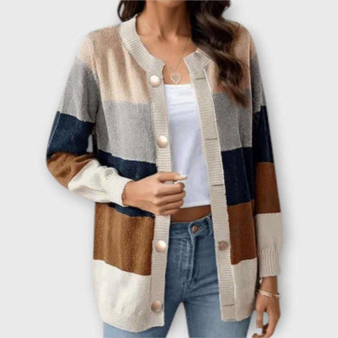 Lottenia - randig stickad cardigan