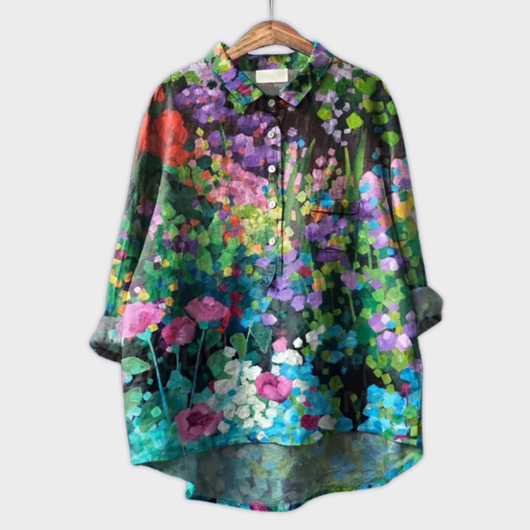 Magdalena - Handgjord damtröja med blommönster