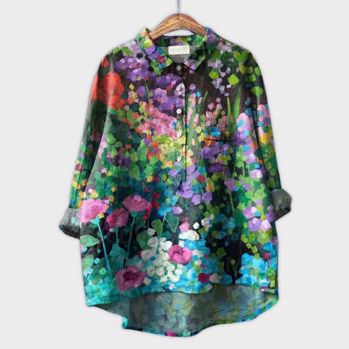 Magdalena - Handgjord damtröja med blommönster