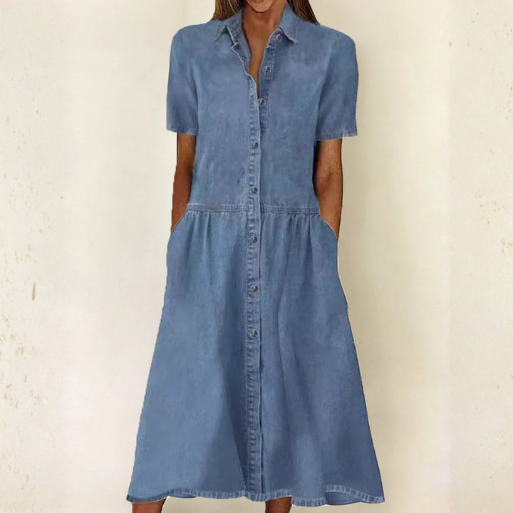 Elsa - Kortärmad Jeansklänning