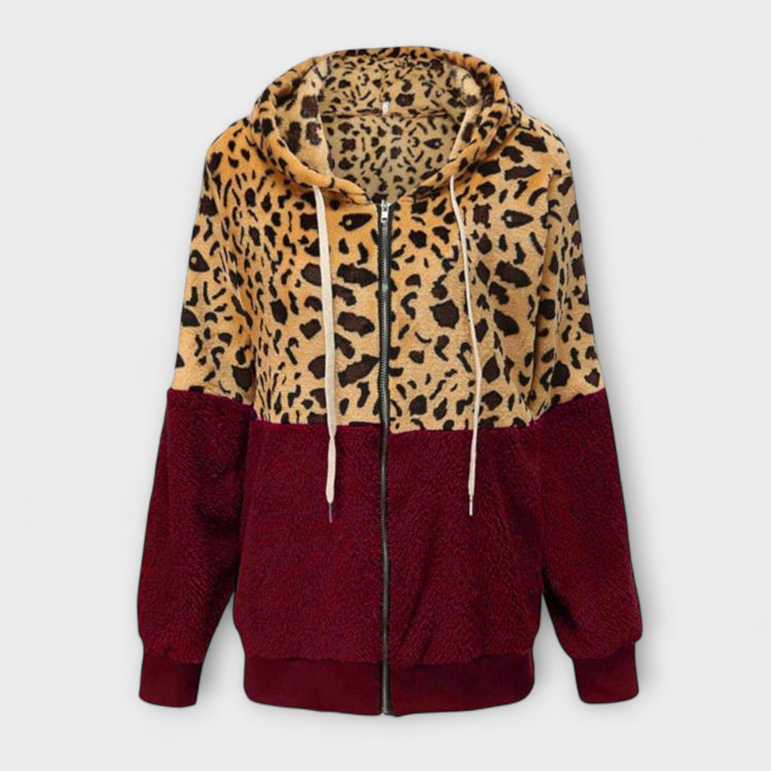 Lea - Leopardmönstrad fleecejacka