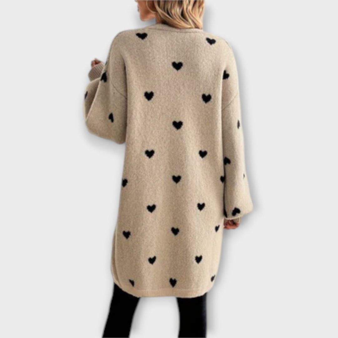 Julia - Hjärt-mönstrad stickad tröja