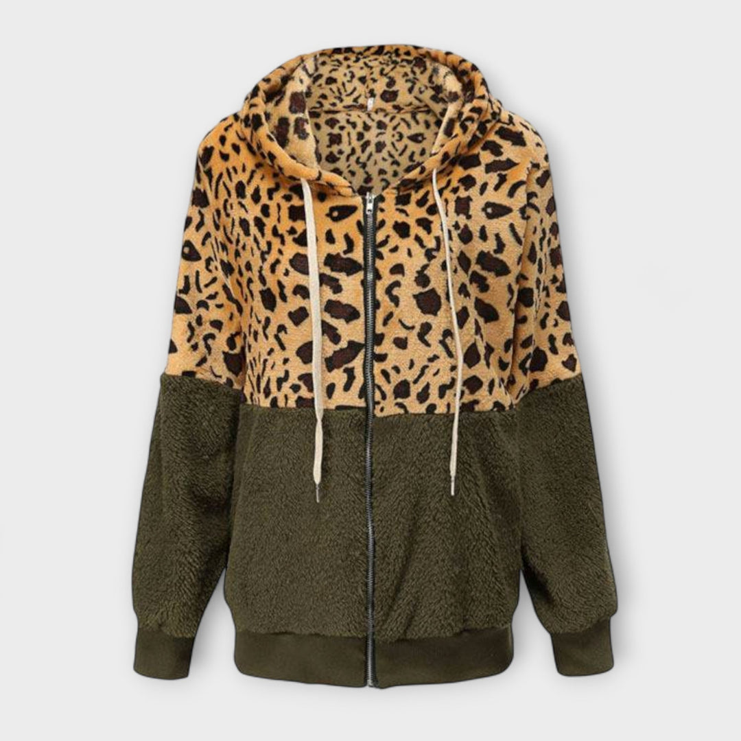 Lea - Leopardmönstrad fleecejacka