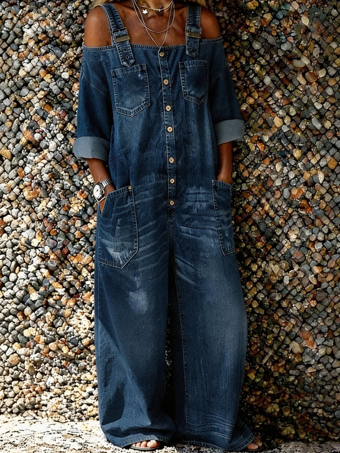 Bo | Denim Jumpsuit med Axelremmar