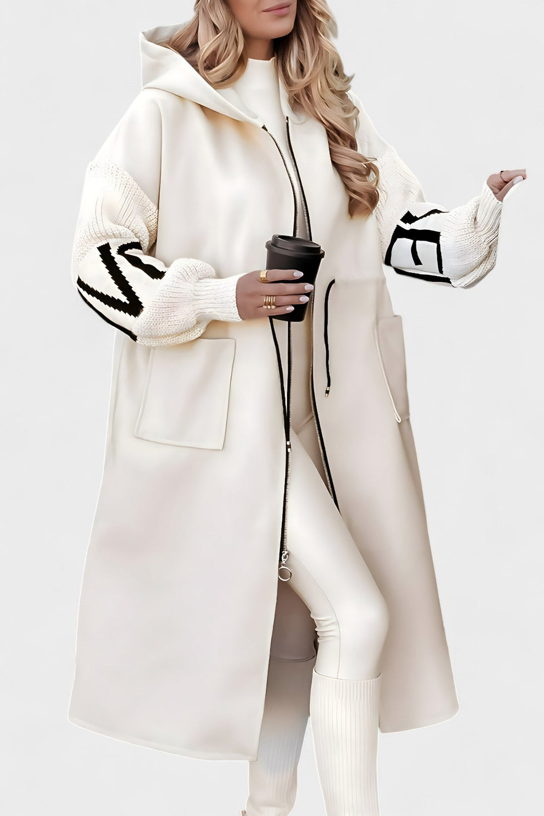 Rosa | Stilig knapplös hoodie-jacka