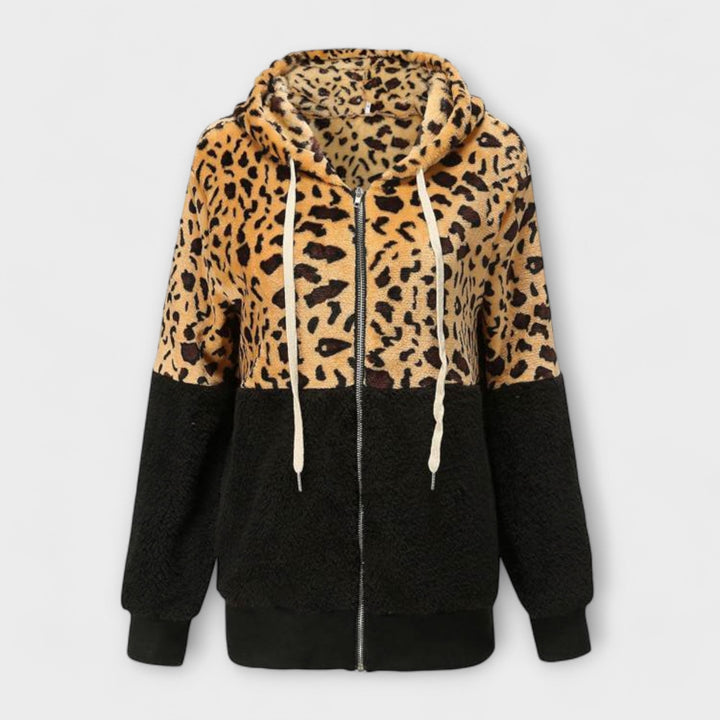 Lea - Leopardmönstrad fleecejacka