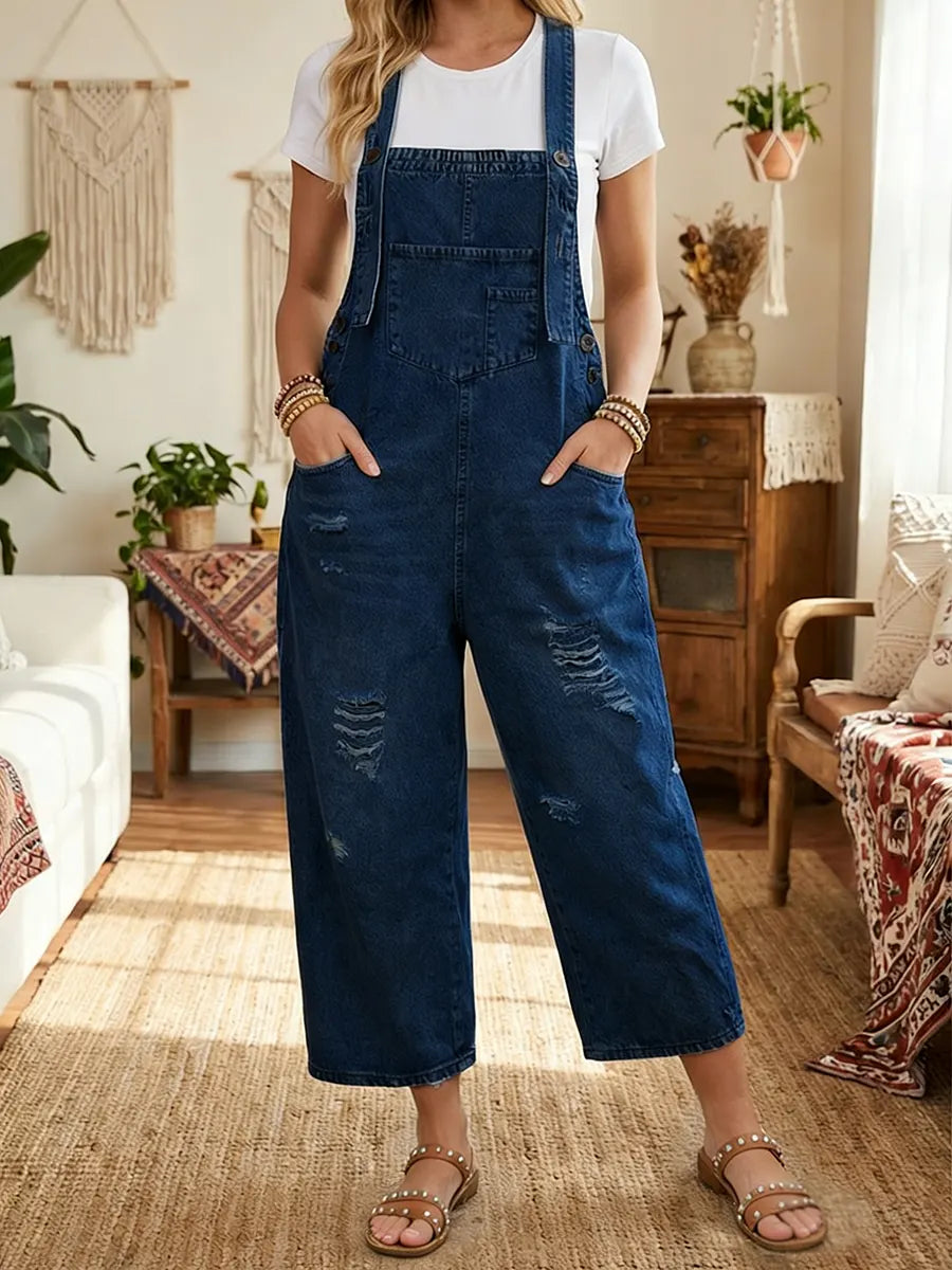 Aurevia | Vintage-inspirerad Denim-hel jumpsuit