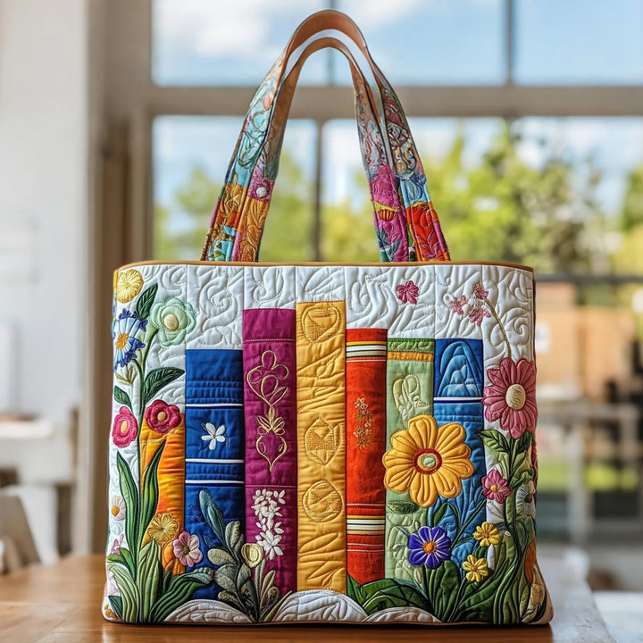 Quiltad väska – Blommig bibliotek