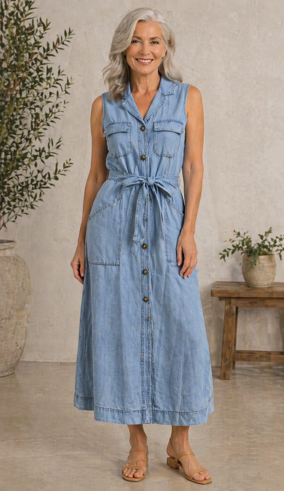 Amanda - Klassisk Denimklänning