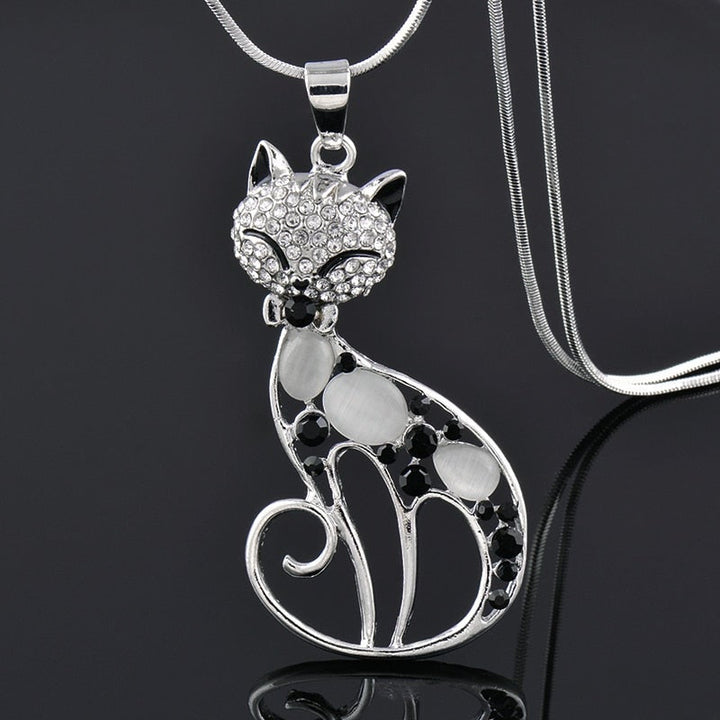 Två själar – silver katt halsband