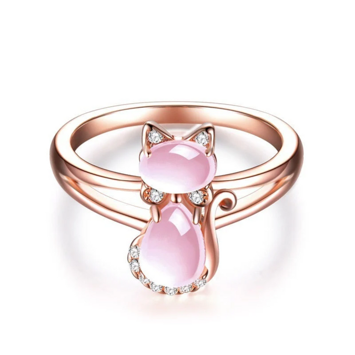 Kattformet ring i roséguld