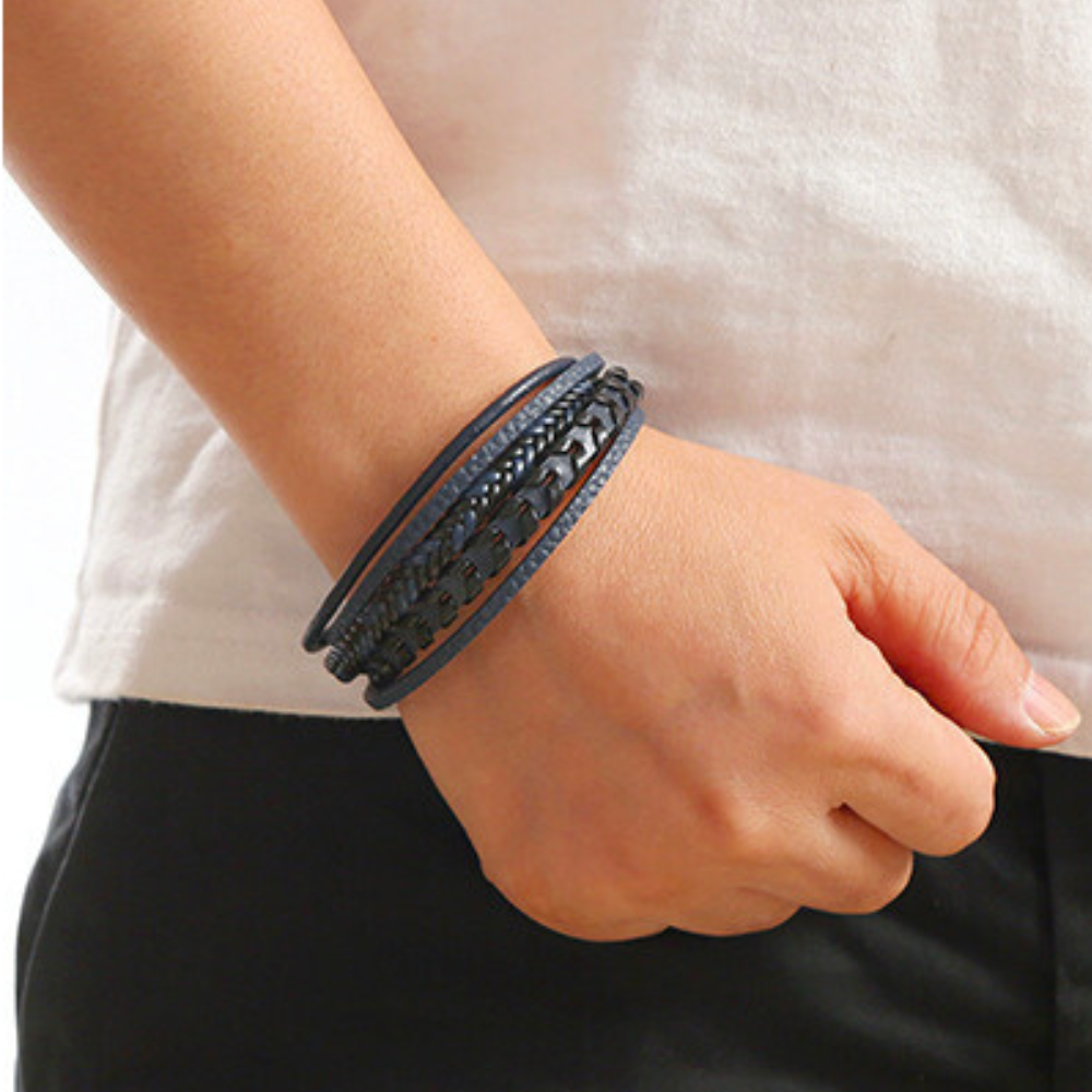 Bastien™ | Herr läder flätat armband
