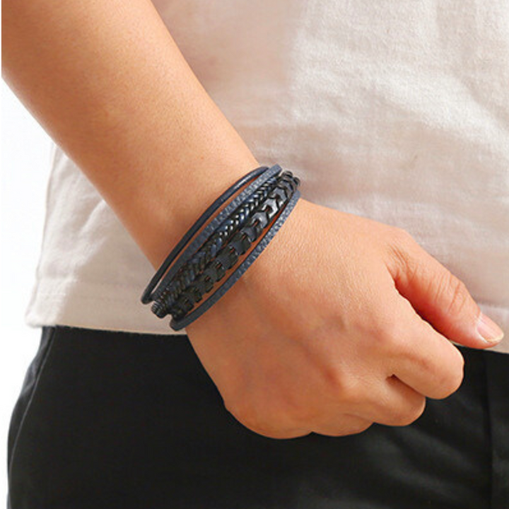 Bastien™ | Herr läder flätat armband
