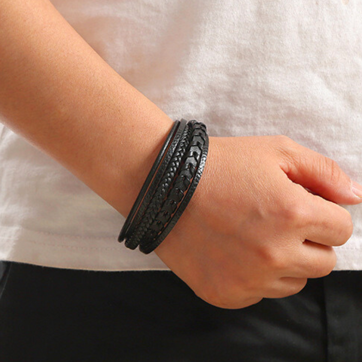 Bastien™ | Herr läder flätat armband