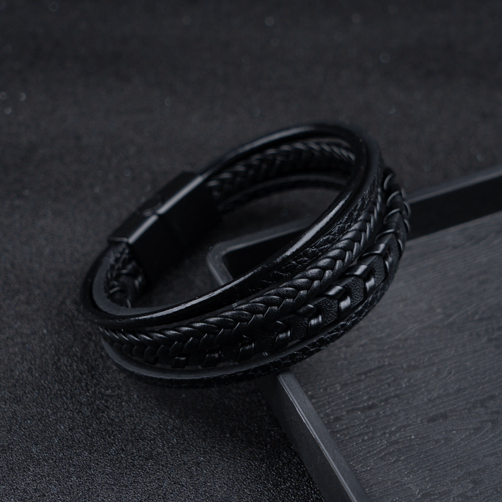 Bastien™ | Herr läder flätat armband