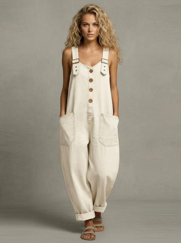 Selma - Stilren Jeansjumpsuit med Fickor