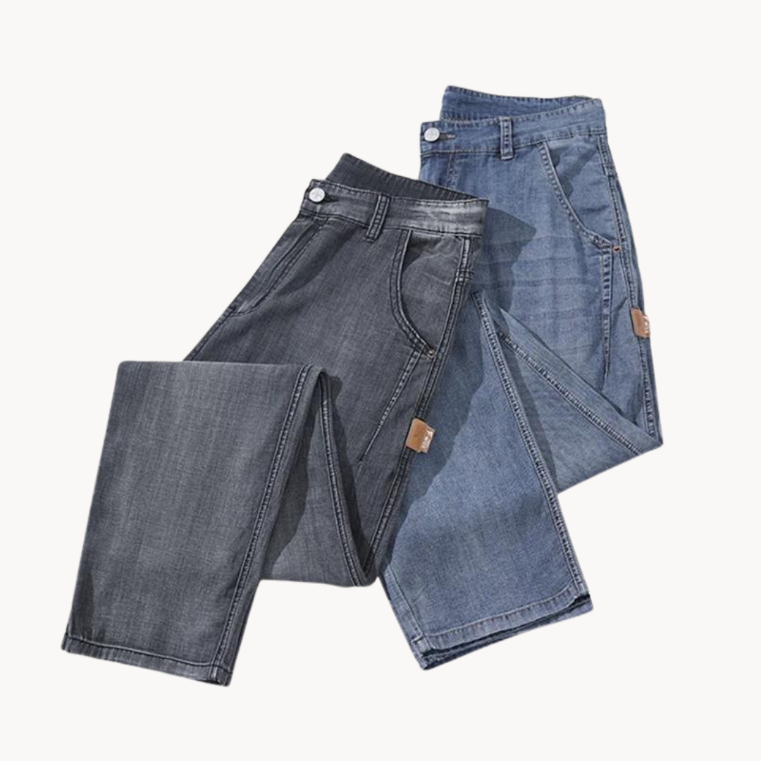 Högkvalitativa raka herrbyxor i denim