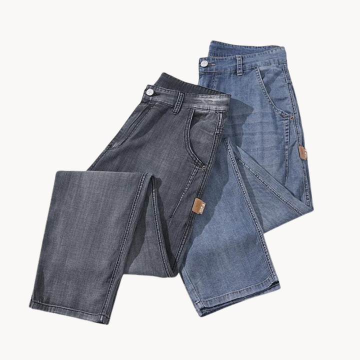 Högkvalitativa raka herrbyxor i denim