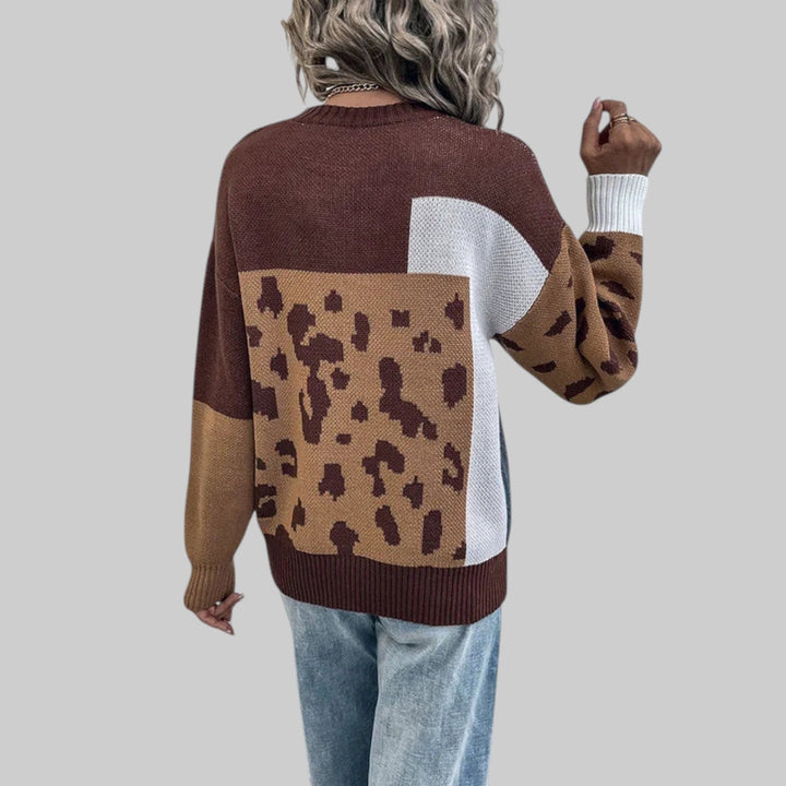 Le Clair - Vintage T-shirt med leopardmönster och patchwork-fyll