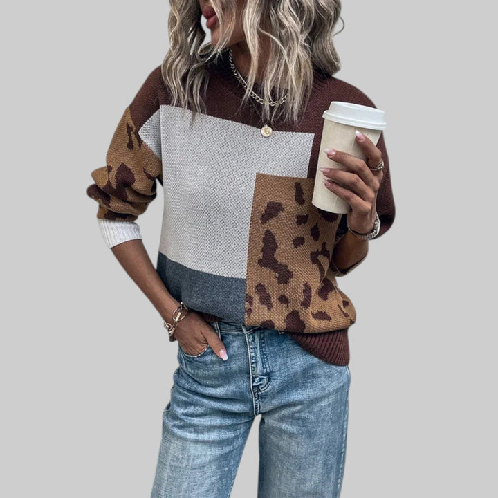 Le Clair - Vintage T-shirt med leopardmönster och patchwork-fyll
