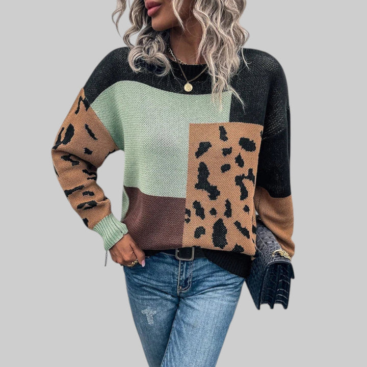 Le Clair - Vintage T-shirt med leopardmönster och patchwork-fyll