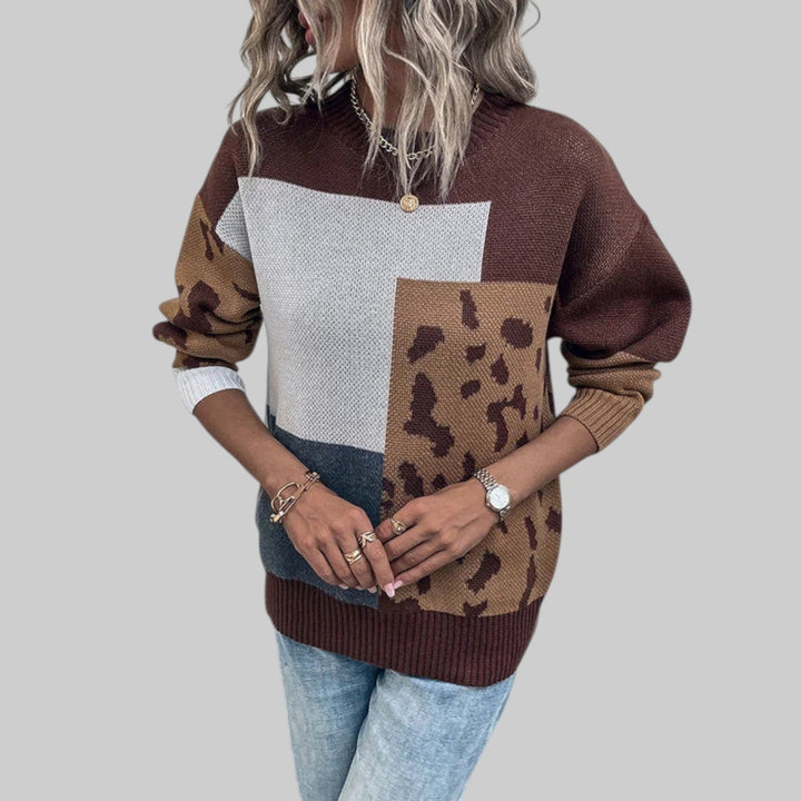 Le Clair - Vintage T-shirt med leopardmönster och patchwork-fyll