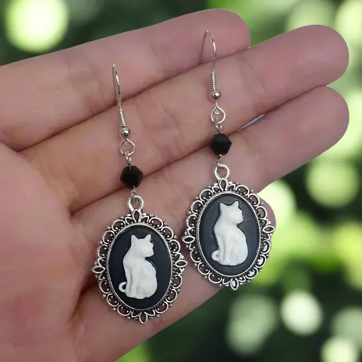Kattformade fantasyörhängen – vintage-silver