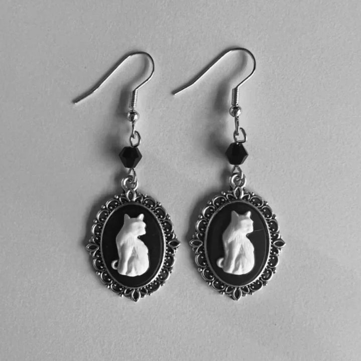 Kattformade fantasyörhängen – vintage-silver
