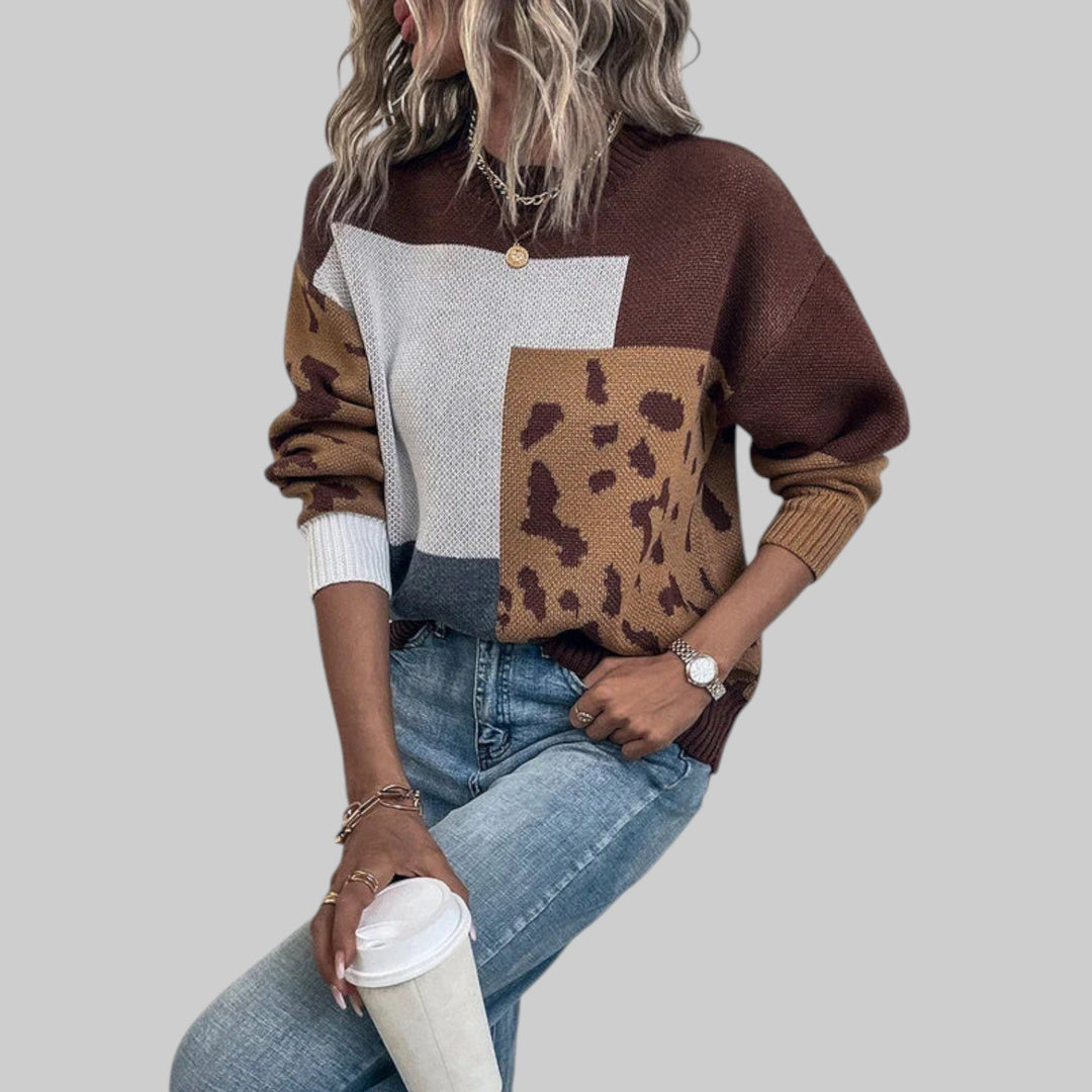 Le Clair - Vintage T-shirt med leopardmönster och patchwork-fyll