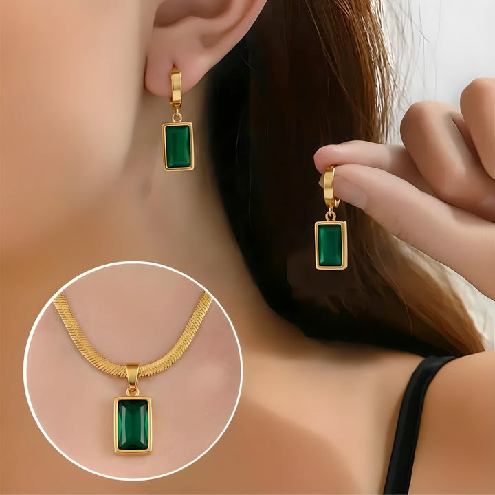 Smaragdörhängen som bringar lycka, inklusive gratis halsband | Begränsat erbjudande