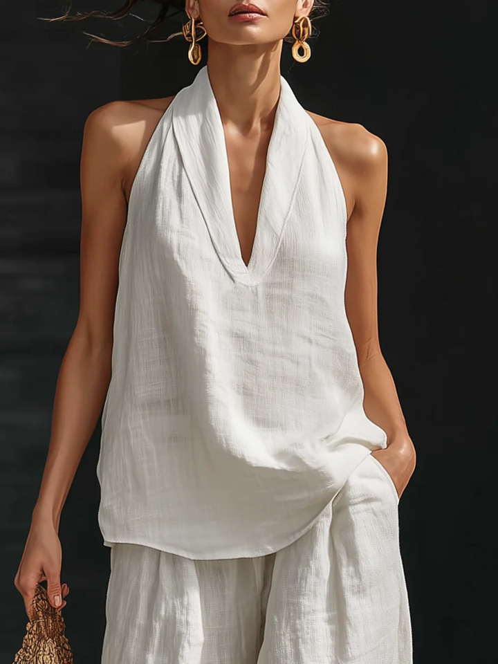 Zoë™ - Off-Shoulder Set med Bred Byxa