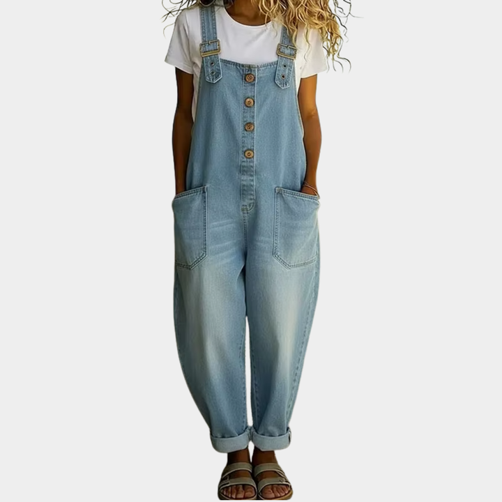 Milja - Vintagejumpsuit i Mjuk Bomull med Jeanslook