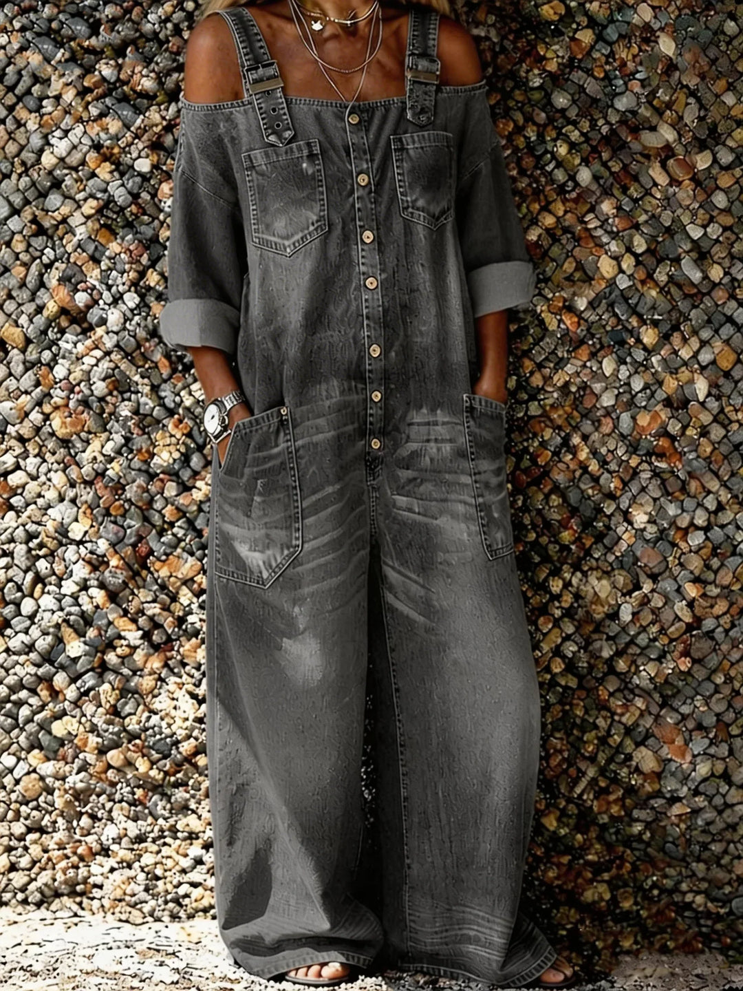 Bo | Denim Jumpsuit med Axelremmar