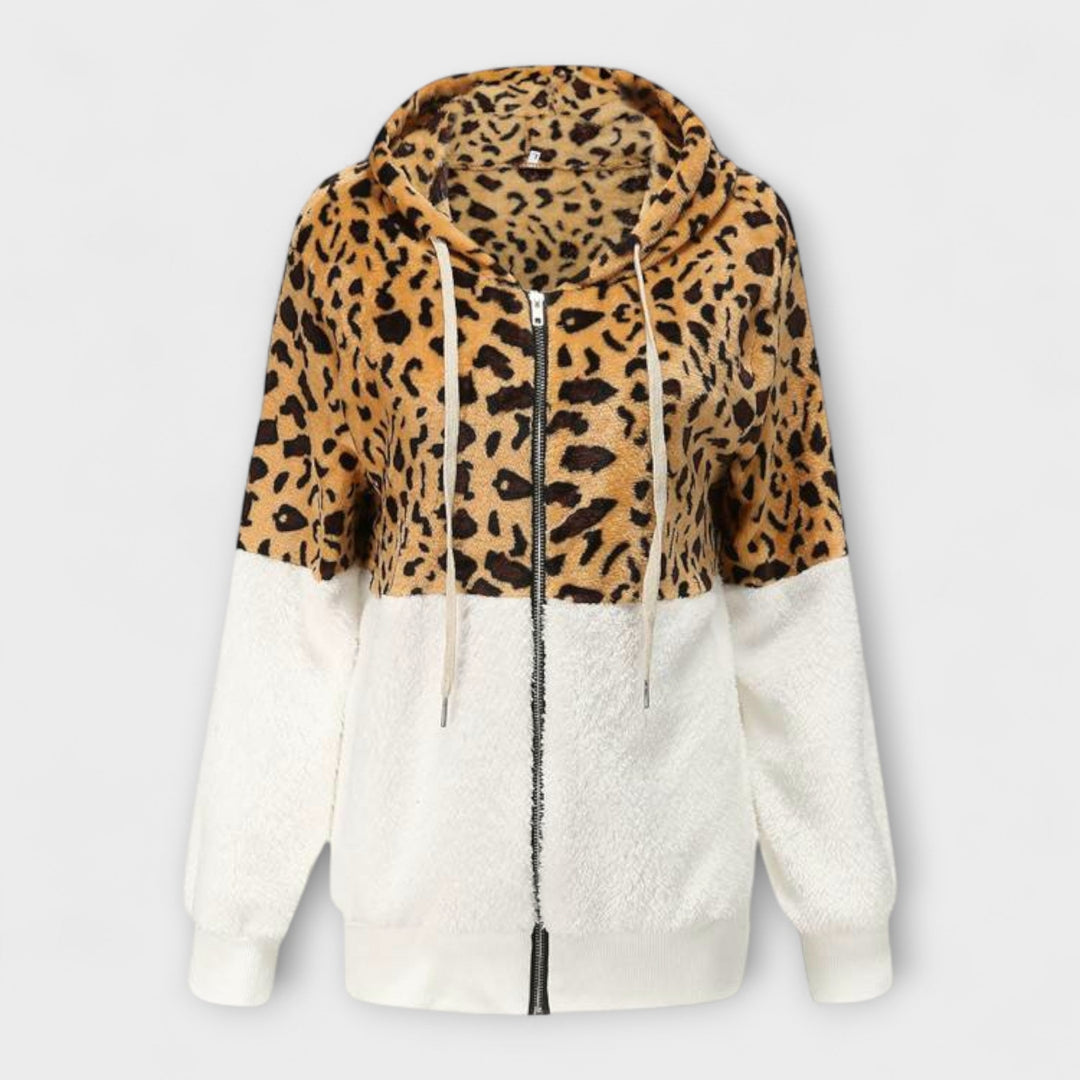 Lea - Leopardmönstrad fleecejacka