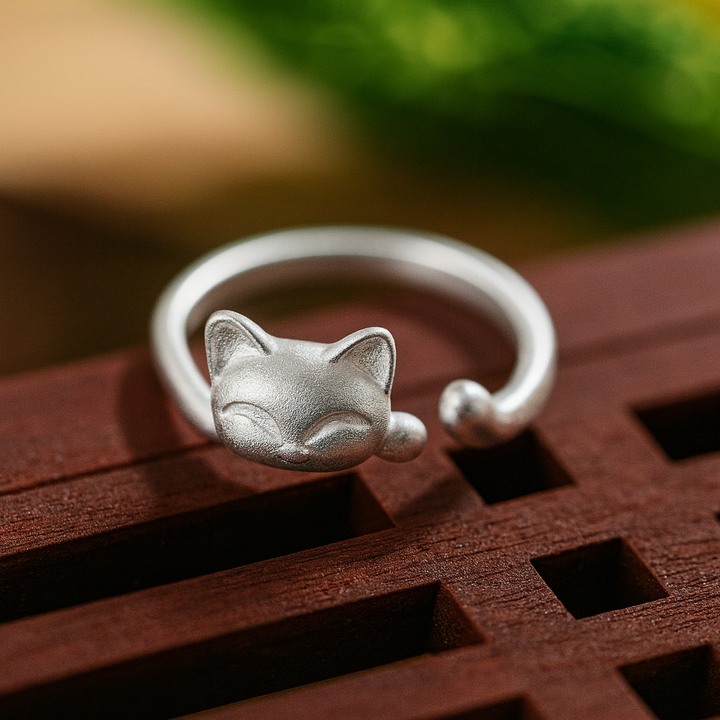 Katt-formad vintage silverring