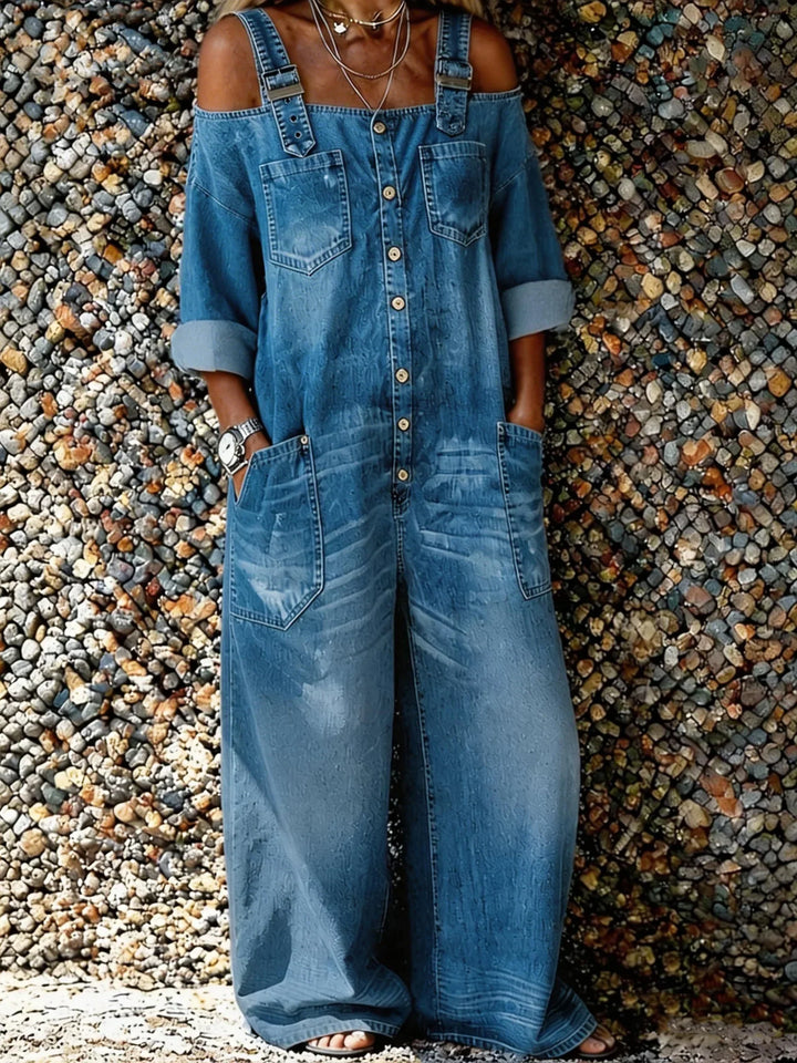 Bo | Denim Jumpsuit med Axelremmar