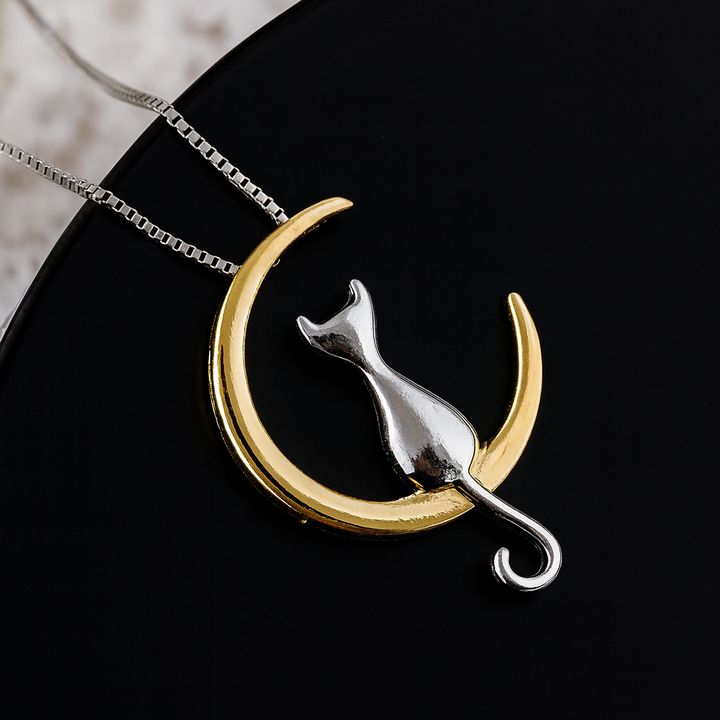 Romantiskt halsband - måne och katt