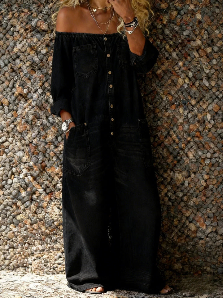 Noa | Denim En-dels Dräkt Off-Shoulder Utringning