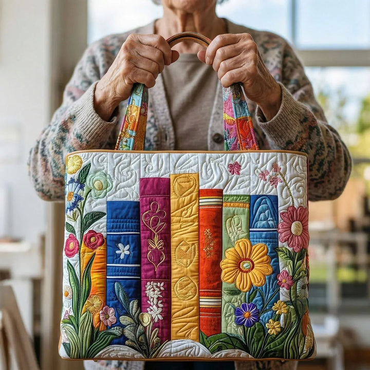 Quiltad väska – Blommig bibliotek