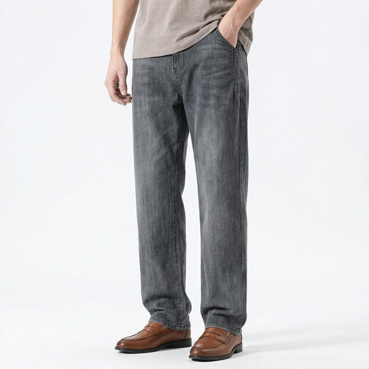 Högkvalitativa raka herrbyxor i denim