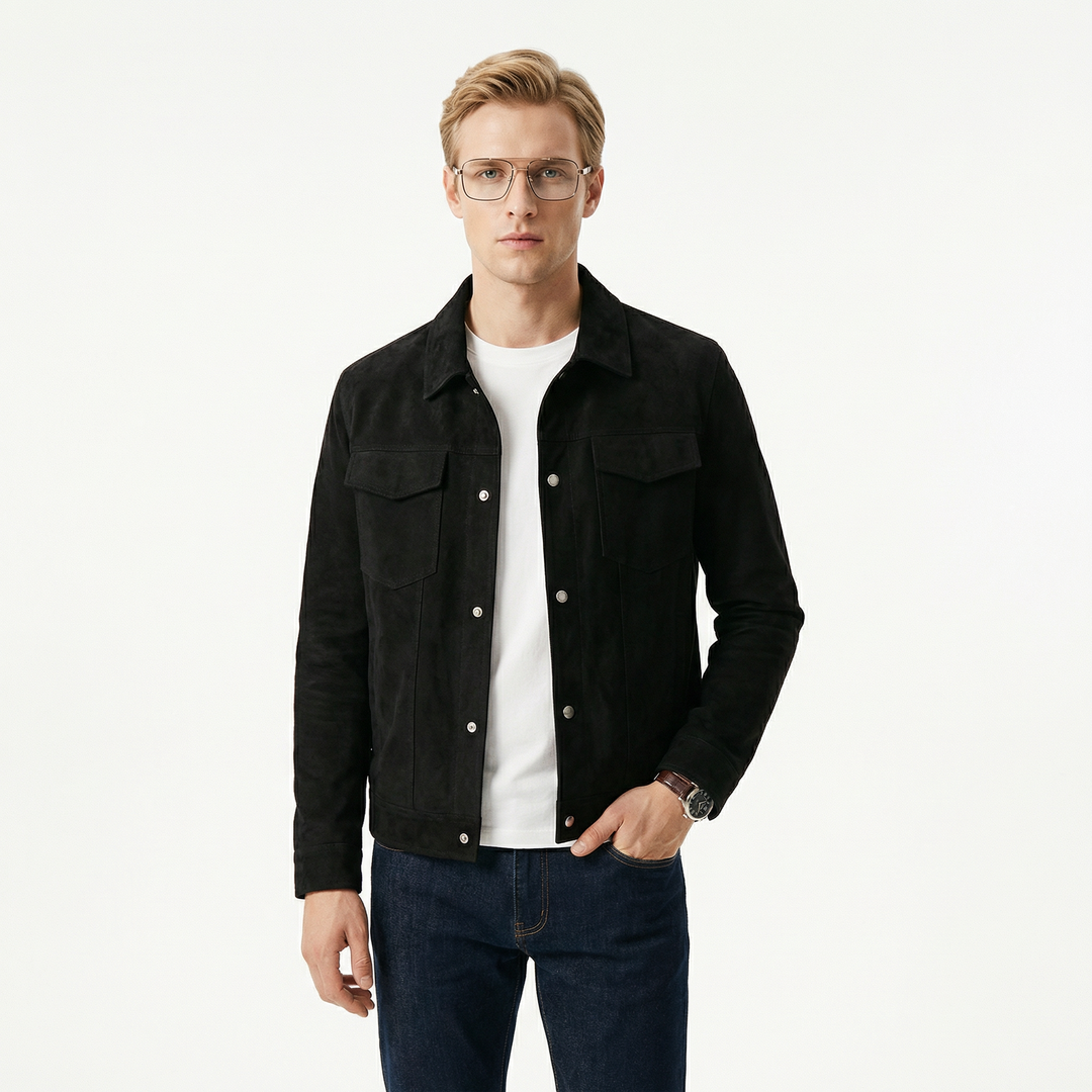 Herr Oversize T-shirt och jacka i bomull, mångsidig och avslappnad stil